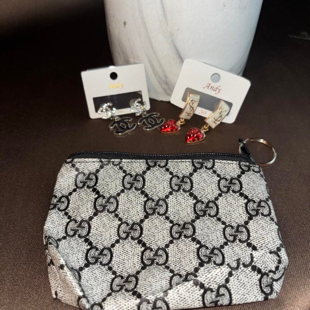 Fashion earrings and purse bundle